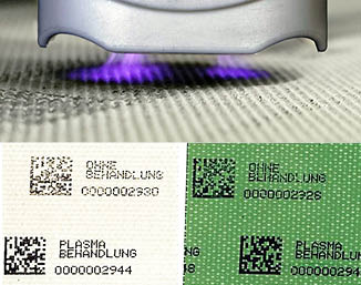 Plasma treatment for improved print quality in coding and marking printing
